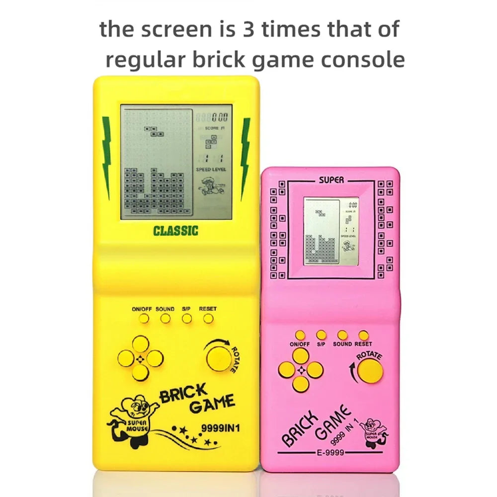 New Brick Game Console | Large Screen Nostalgic Puzzle Game, 23 Built-in Block Games, Adjustable Speed & Difficulty, Battery Powered (2 AA)