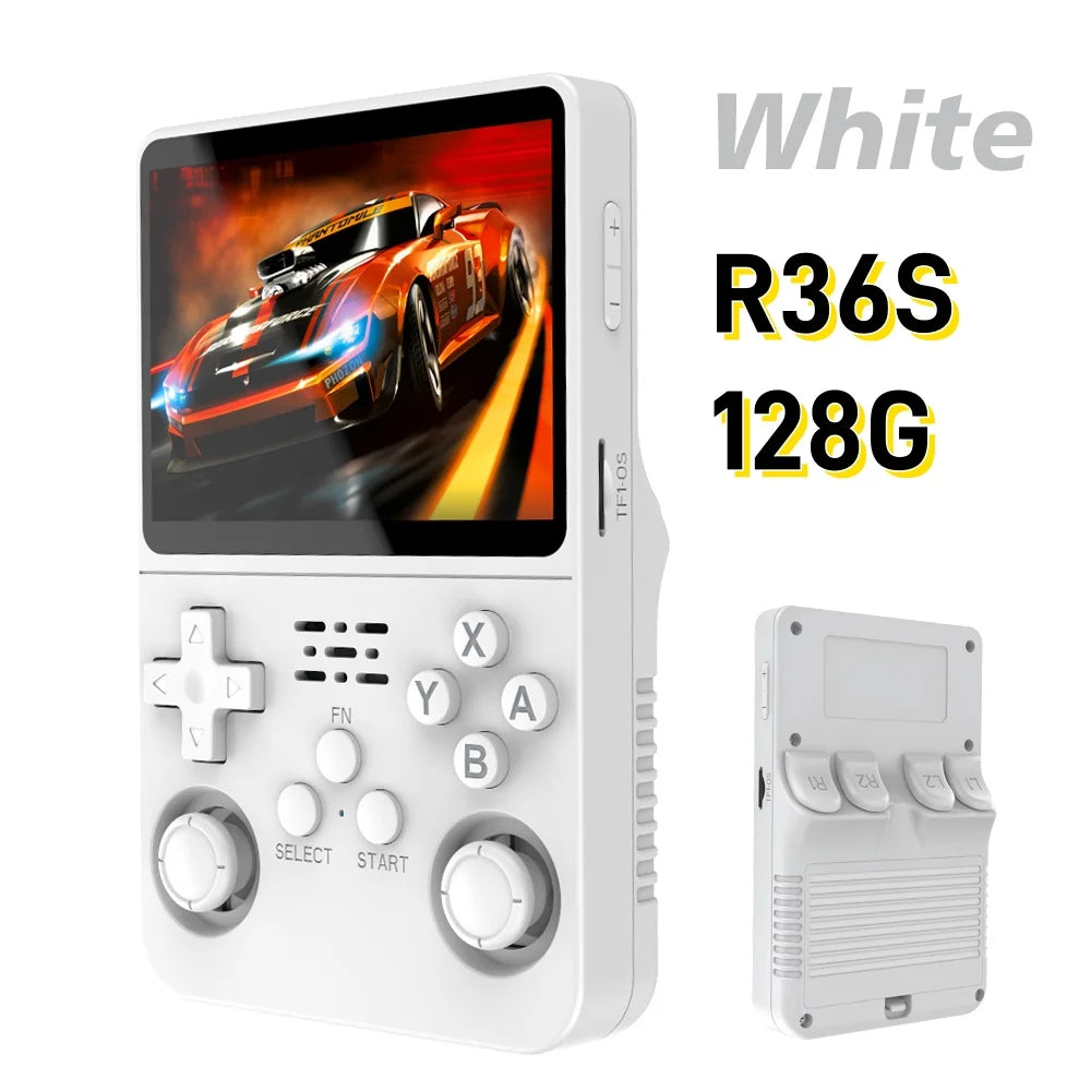 R36S Retro Handheld Game Console | ARKOS System 3.5" IPS Screen 128G Built-in Games Portable Pocket Video Player Gift for Boys